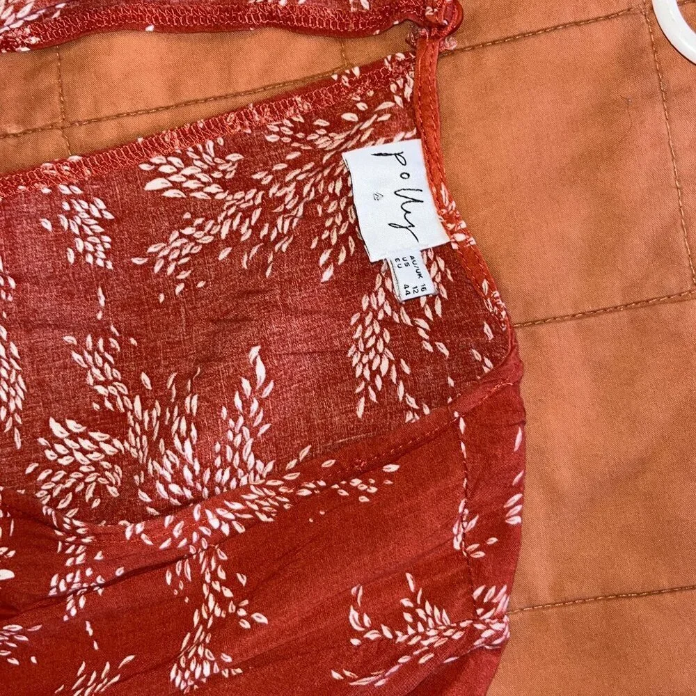 Polly Womens Deep V-Neck Wrap RmperFloral Print Size 10
